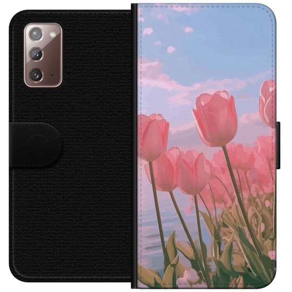 Pung Taske til Samsung Galaxy Note20 med Lyserøde Tulipaner