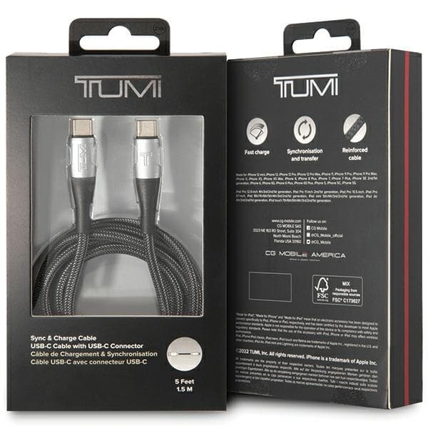 TUMI TUCCSUSBC USB-C/USB-C Kabel 1,5 m Fast Charging – Svart