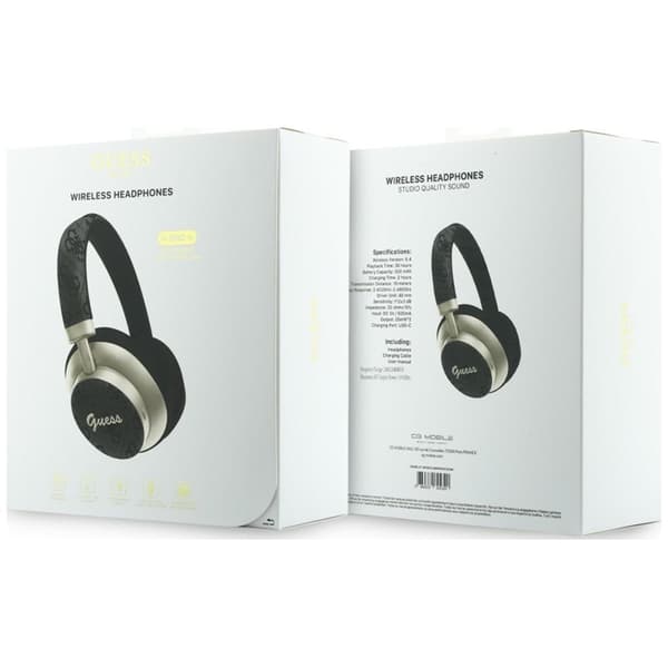 Guess On-Ear Hörlurar Bluetooth ENC 4G Gold Script Metal - Svart