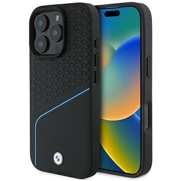 BMW telefontaske til iPhone 16 Pro Max MagSafe Textured Line - Sort