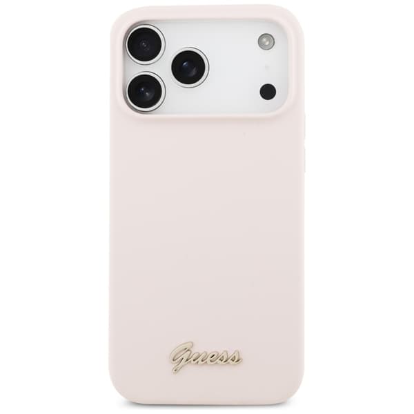 Guess Mobilskal För iPhone 17 Pro Max Magsafe Script Metal Logo - Rosa