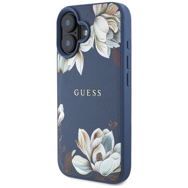 Guess Mobilskal till iPhone 16 Magsafe Flower Pattern - Blå
