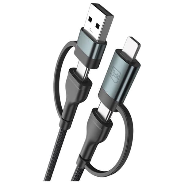3MK USB-A/USB-C till USB-C/Lightning 60W kabel 9V/2A 1.2m Hyper - Svart