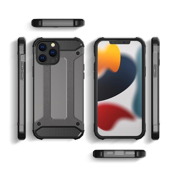 Hybrid Armor Tough Rugged Taske til iPhone 13 Pro - Sort