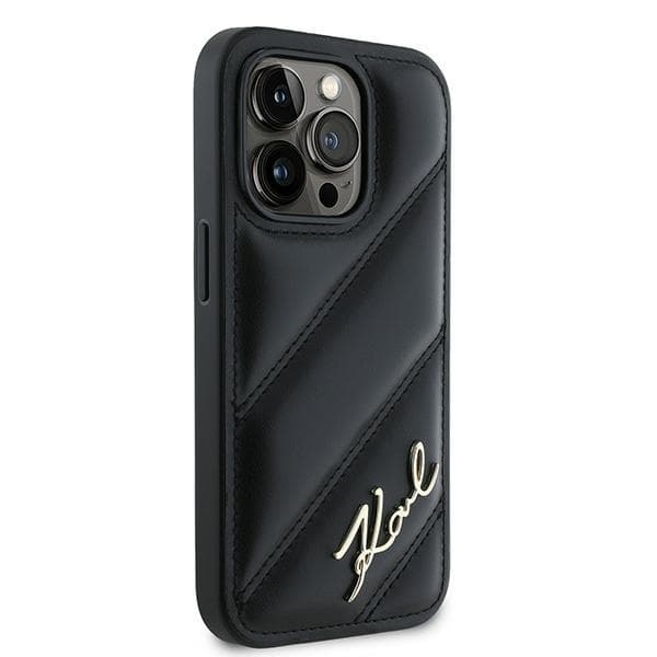 Karl Lagerfeld iPhone 14 Pro Etui MagSafe Quiltet Script Sort