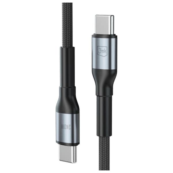 3MK USB-C–USB-C 240W kaapeli 48V/5A 2m N-SARJA Hyper - Musta