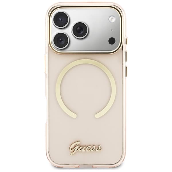 Guess Telefontaske Til iPhone 17 Pro Max MagSafe IML Gradient Script Metal - Lyserød