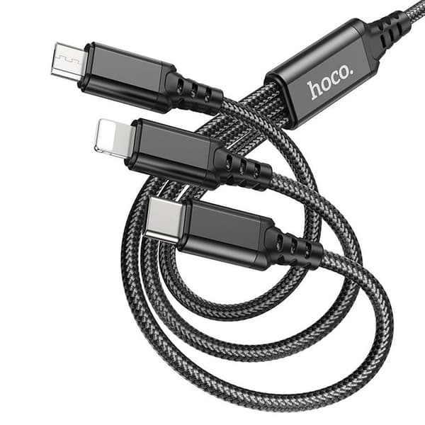 Hoco 3in1 USB-A til USB-C Lightning microUSB-kabel X76 1m