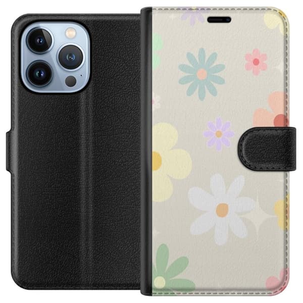 Plånboksfodral till Apple iPhone 13 Pro med fejdande blommor