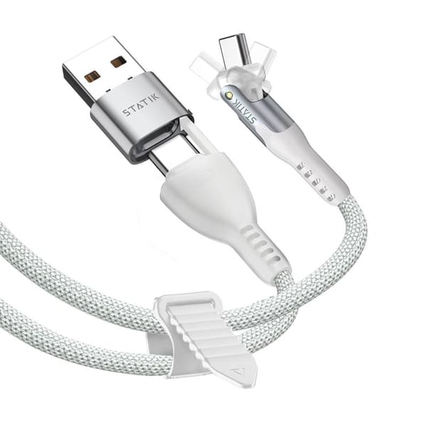 STATIK Kaapeli PowerPivot Pro Nylonpunottu USB-C–USB-C Valkoinen 1m