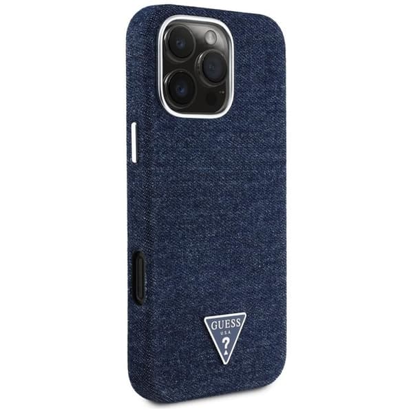 Guess Mobilskal till iPhone 16 Pro Max MagSafe Denim Triangle - Blå