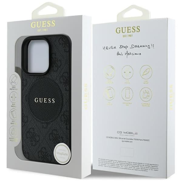 Guess Mobilcover til iPhone 16 Pro Max MagSafe 4G Circle - Sort