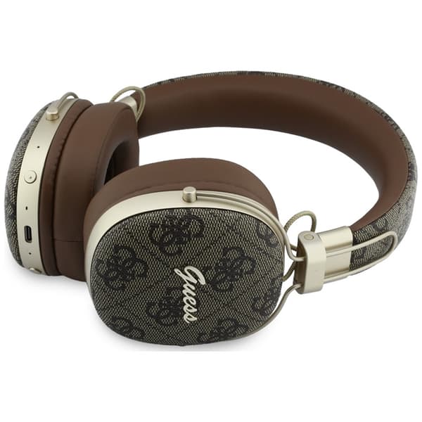 Guess On-Ear Hörlurar Bluetooth ENC Metal 4G Script Logo - Brun