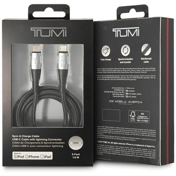 TUMI TUCCSMFI Kabel USB-C–Lightning 1,5m - Svart
