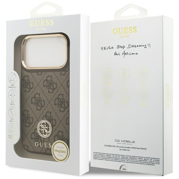 Guess Mobilskal till iPhone 17 Pro Max Magsafe Strass Logo - Brun