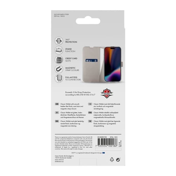 X2O Classic Wallet Lompakkokotelo Apple iPhone 17 Pro Greige