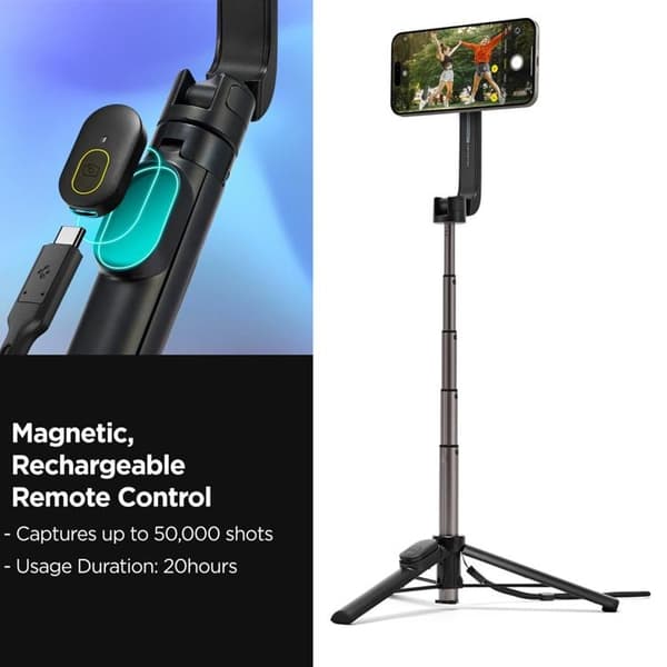 Spigen Magsafe Selfie Stick Bluetooth Stativ S571W - Sort