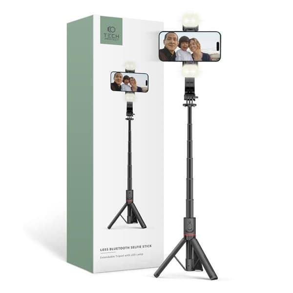 Tech-Protect Bluetooth Selfie Stick Stativ med LED-lys L05S - Sort