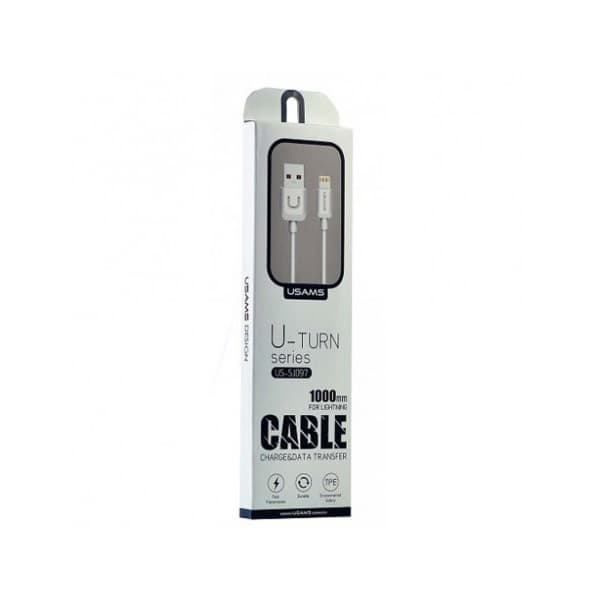 USAMS Kabel U-Turn lightning 1m vit 2A IPUSBXD02