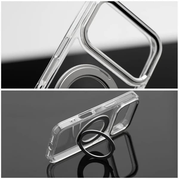 Mobilskal Magafe iPhone 17 Pro Frame Circle med Stand - Transparent