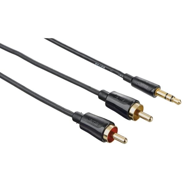 HAMA Lydkabel 3.5mm-2xRCA Flexislim Guld Sort 1.5m