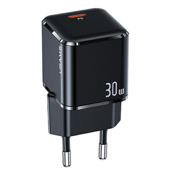 USAMS Vægoplader 1xUSB-C T45 Mini 30W PD3.0 (US-CC148) – Sort