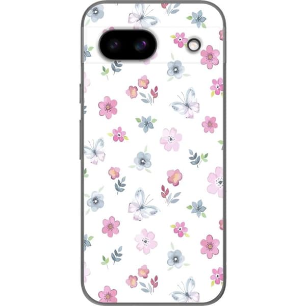 Cover til Google Pixel 8a med blomster og sommerfugle