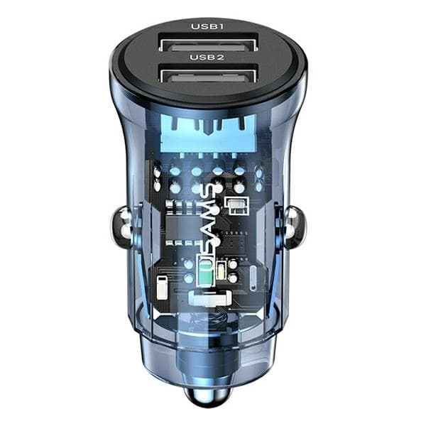 USAMS C31 Biloplader 2xUSB-A 3A - Blå