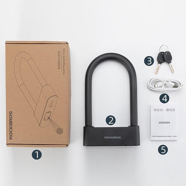 Rockbros SMART Cykellås med Fingeravtrycksläsare och Bluetooth