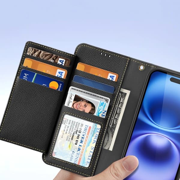 Dux Ducis iPhone 16 Plånboksfodral Lawa Läder - Svart