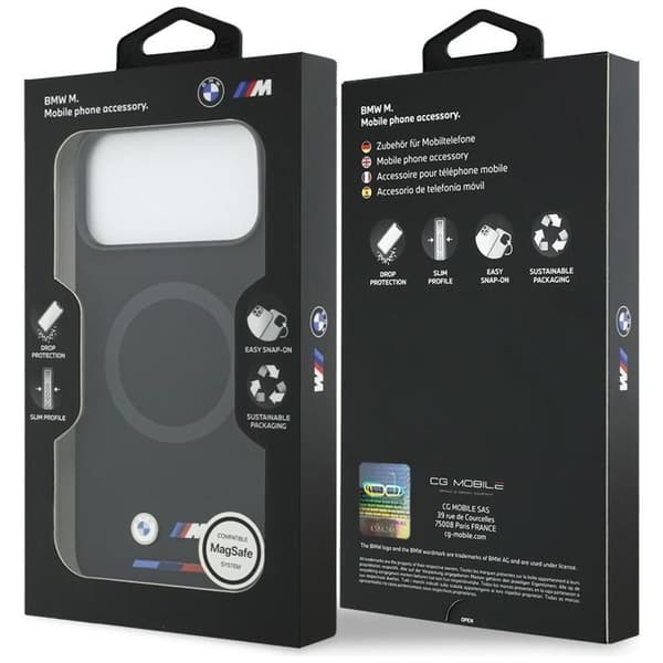 BMW telefontaske til iPhone 17 Pro Max MagSafe M Silikone Logo - Sort