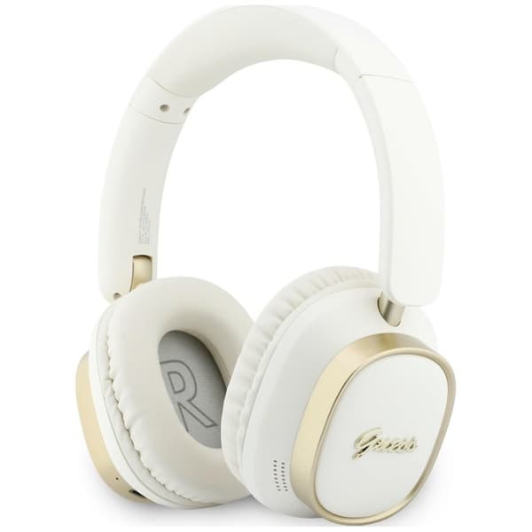 Guess On-Ear Kuulokkeet Bluetooth ENC Rectangle Metal Script - Valkoinen