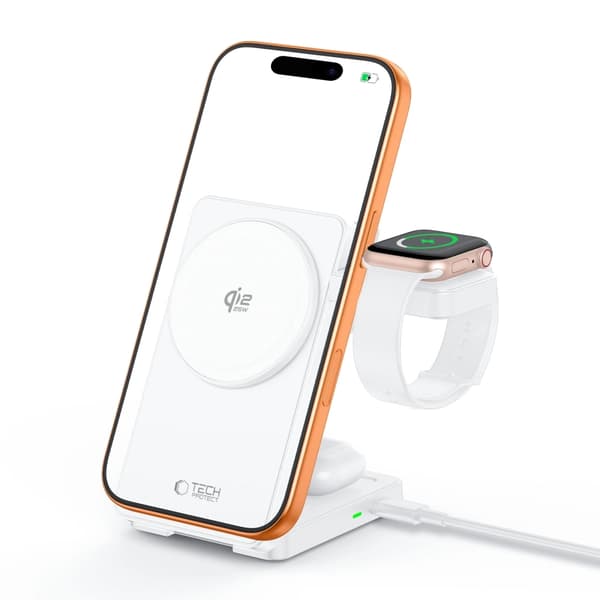 Tech-Protect Qi2.2 MagSafe Trådløs Oplader Til iPhone/Apple Watch/AirPods