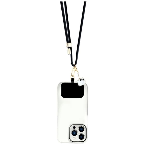Hello Kitty Mobilrem Universal Patch & Kitty Head Charm – Svart