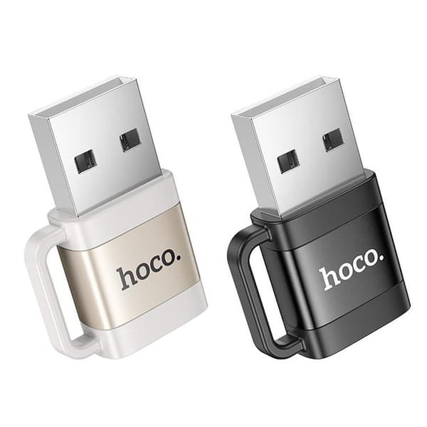 Hoco-sovitin OTG USB-A–USB-C 3A UA31D - Musta
