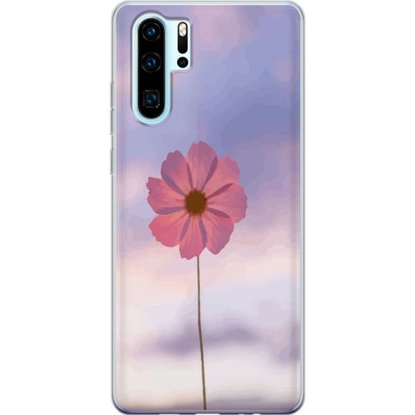 Mobiletui til Huawei P30 Pro med Lyserød Blomst