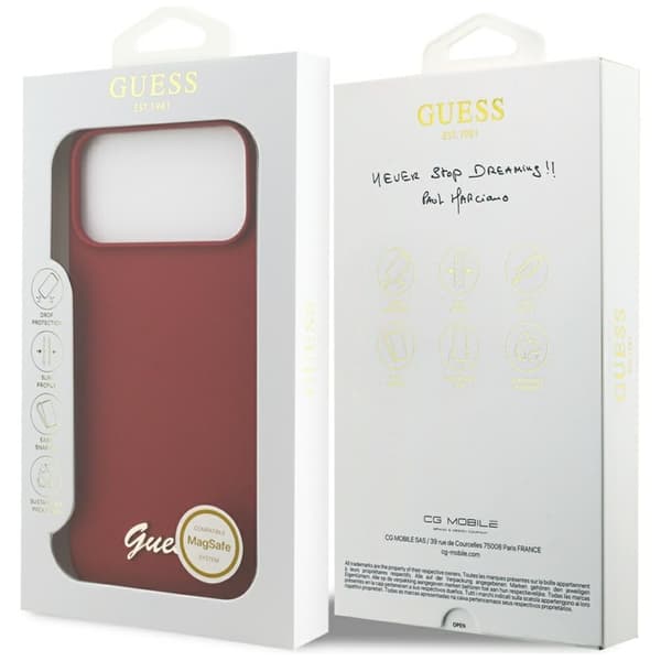 Guess Mobilskal För iPhone 17 Pro Max Magsafe Script Metal Logo - Magenta