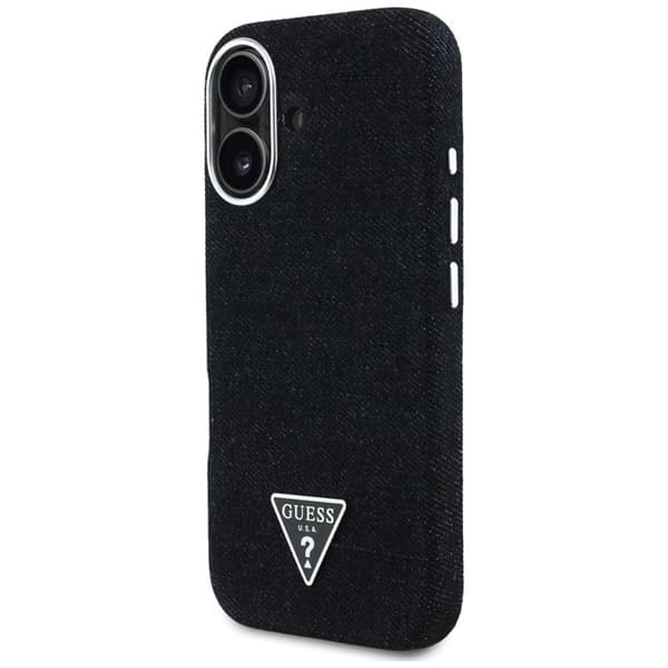 Guess Telefontaske til iPhone 16 MagSafe Denim Triangle Logo - Sort