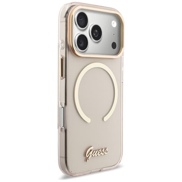 Guess Mobilskal För iPhone 17 Pro Max MagSafe IML Gradient Script Metal - Rosa