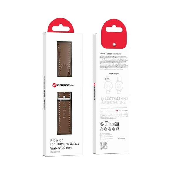 Forcell Galaxy Watch 20mm Armband Eco Läder - Brun