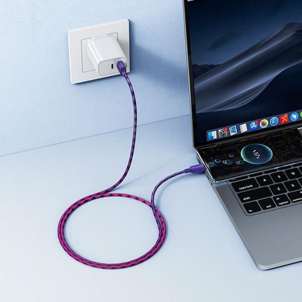 HOCO USB-A–USB-C-kaapeli 3A 1m Nylon X116 – Gradientti violetti