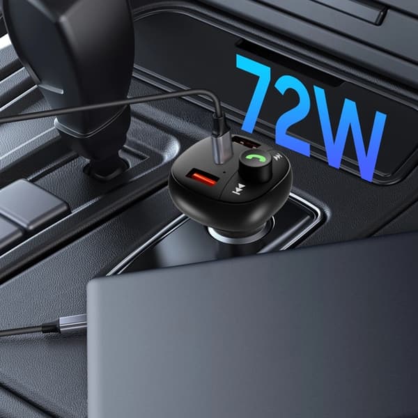Tech-Protect Autolaturi USB-C USB-A 72W Plus Bluetooth - Musta