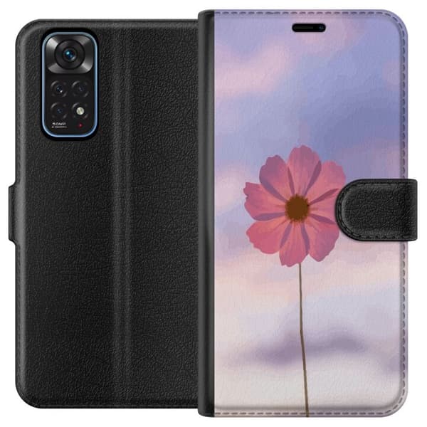 Pung Taske til Xiaomi Redmi Note 11 med lyserød blomst