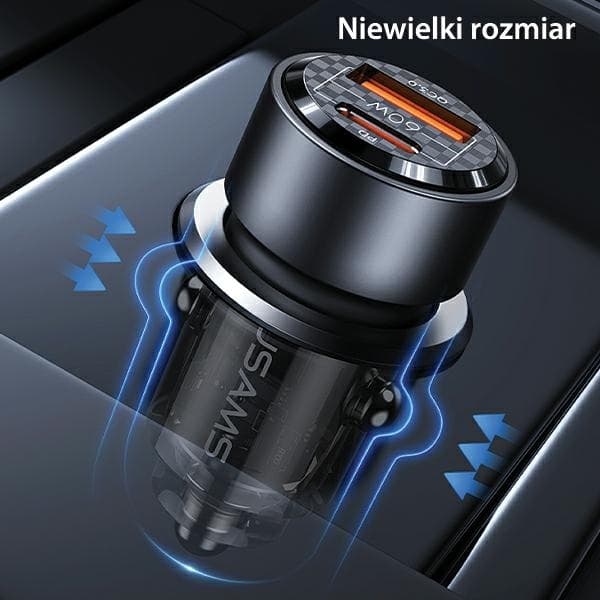 USAMS C39 Billaddare 60W 1xUSB-A 1xUSB-C - Lila