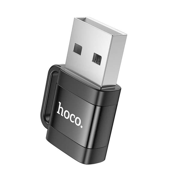 Hoco-sovitin OTG USB-A–USB-C 3A UA31D - Musta