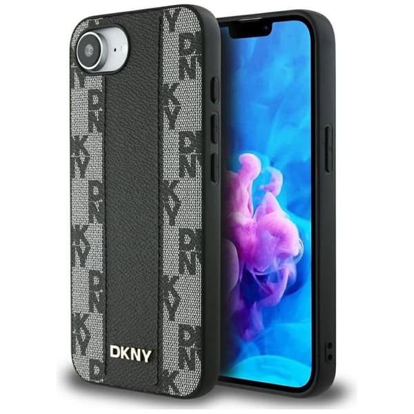 DKNY Telefontaske til iPhone 16e MagSafe Læder Ternet Mono