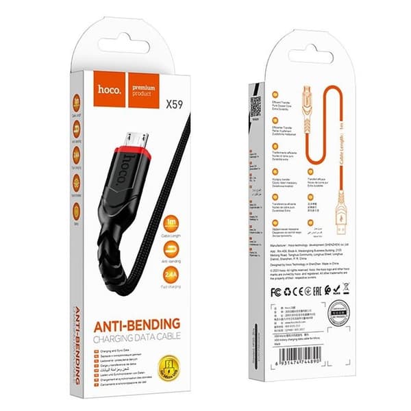 Hoco USB-A til Micro-USB 2.4A 3m Kabel X59 - Sort