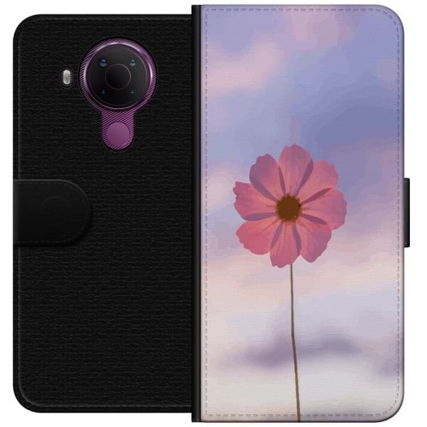 Plånboksfodral till Nokia 5.4 med Rosa blomma
