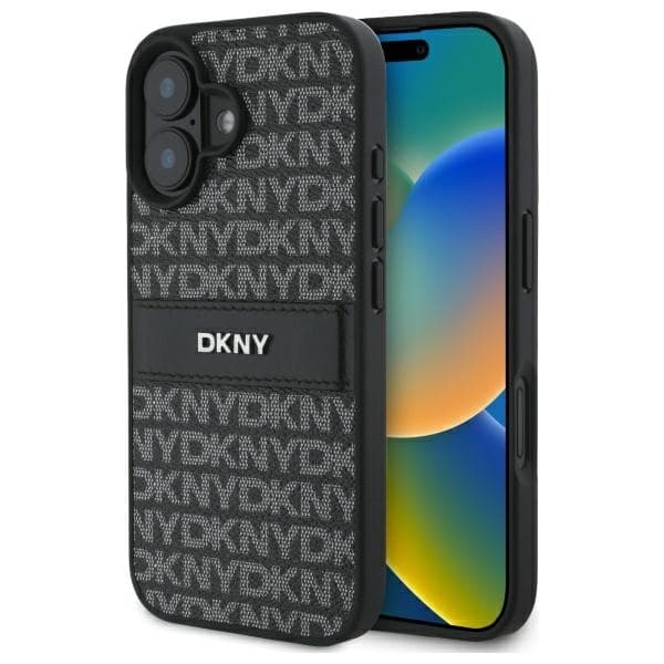DKNY iPhone 16 Texture Tonal Stripe - Musta