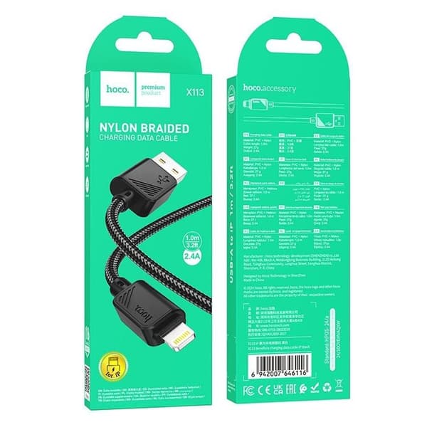 HOCO USB-A - Lightning 2.4A Kabel 1m X113 - Svart